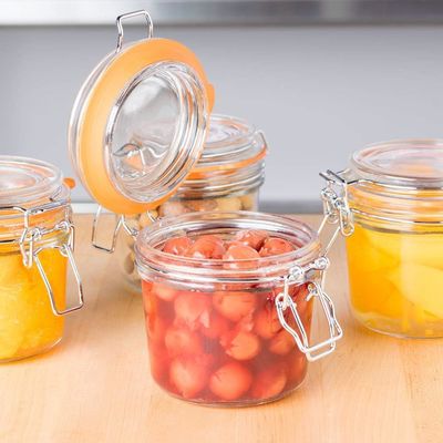 Custom 350ML Wide Mouth Glass Storage Jars With Airtight Lids