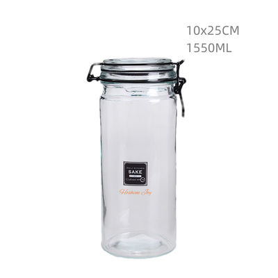 Kitchen Empty Glass Jars 1.5L Glass Food Storage Canister With Clip Lid