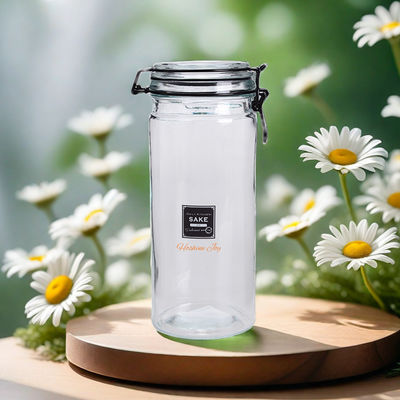 Kitchen Empty Glass Jars 1.5L Glass Food Storage Canister With Clip Lid