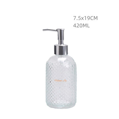 Cylinder Reusable Glass Soap Dispenser Bottles Closure Screw On Type Design