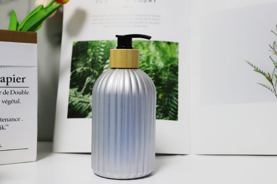 420Ml Ribbed Glass Liquid Soap Bottle with Pump for Personalized Gifts Reusable