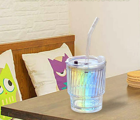 13OZ/400ML Hoshine Joy Ice Coffee Glass Cups with Straw and Lid Sealed Carry-on Thick Wall Glass Water Cups