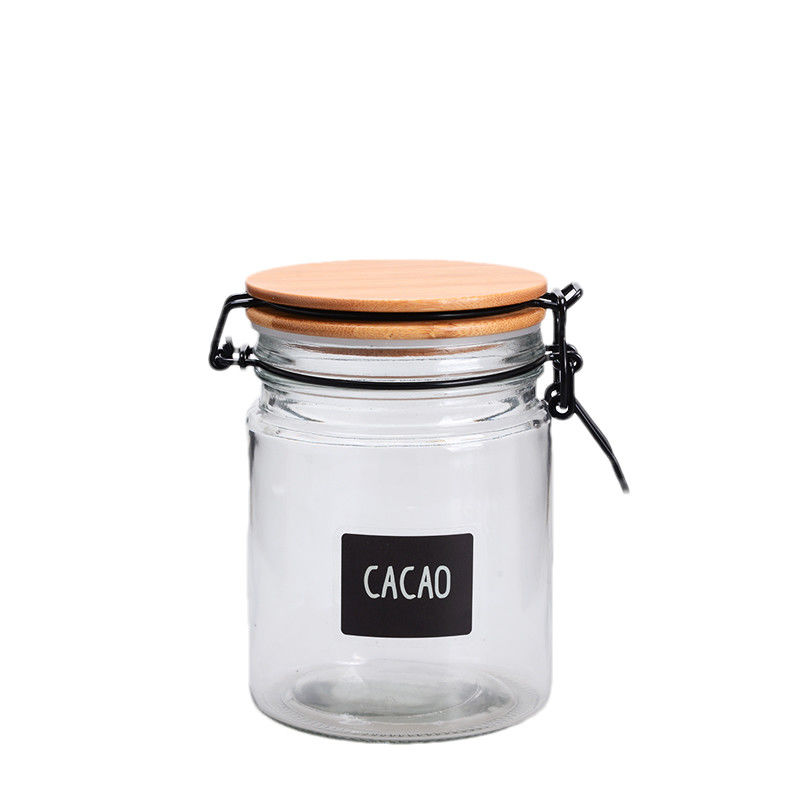 Baking Empty Glass Jars 750ML Glass Canisters With Bamboo Lids