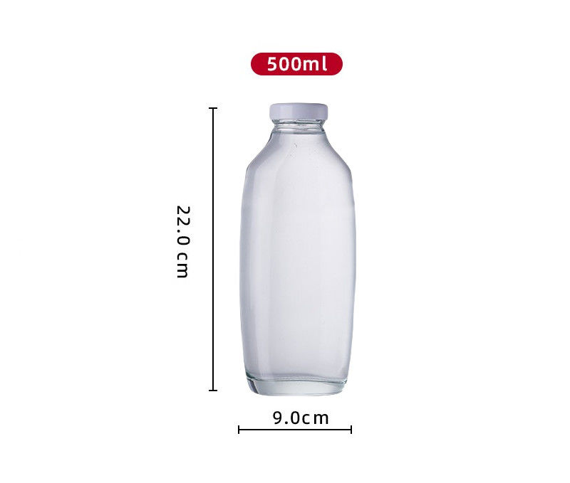 500ml Leak Proof Clear Glass Milk Bottles Beverage Reusable for Safe Storage