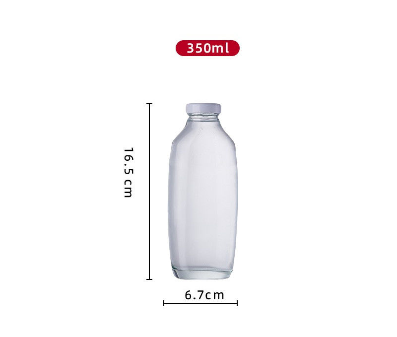 350ml Eco Friendly Clear Glass Milk Bottles Leak Proof Reusable