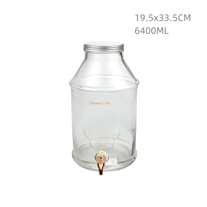 Volume 6.4L Glass Beverage Dispenser With Spout Glass Jar Drink Dispenser